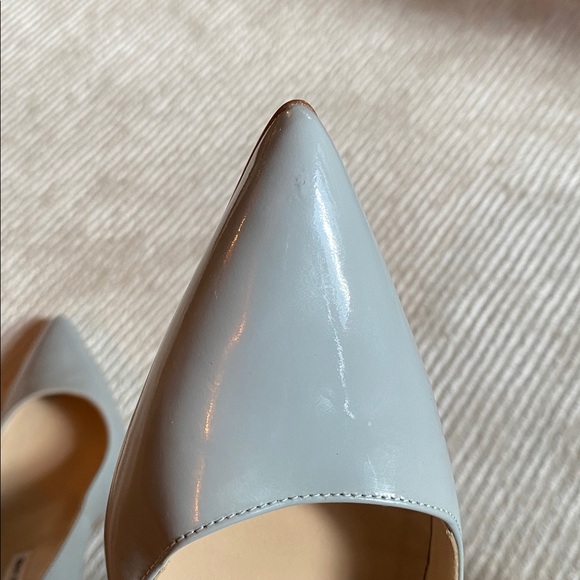 Manolo Blahnik Gray Patent Leather Pointed Pumps Closed Toe Heels Size 7.5 - Picture 15 of 16